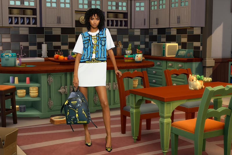 Moschino The Sims Collaboration Spring Summer 2019 SS19 Release Capsule Collection Jeremy Scott Palm Springs Desert Party Plumbob bathing suit Freezer Bunny cell phone cover Uni-Lama T-shirt EA Games