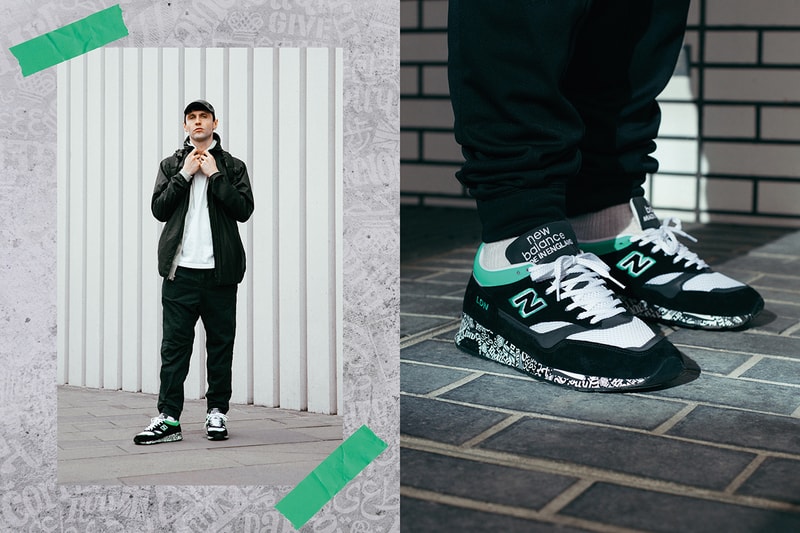 New Balance Made in England 1500 "Virgin Money London Marathon" Sneaker Release Special Limited Edition Information Closer Look Footwear Drops Footpatrol End Clothing Black Green Suede White Mesh Embroidered Premium Branding Text ENCAP Sole