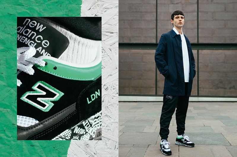 New Balance Made in England 1500 "Virgin Money London Marathon" Sneaker Release Special Limited Edition Information Closer Look Footwear Drops Footpatrol End Clothing Black Green Suede White Mesh Embroidered Premium Branding Text ENCAP Sole