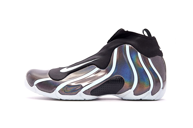 Nike Air Flightposite Black Topaz Mist Spring Summer 2019 SS19 Release Date Sneaker Drop Information AO9378-001 Iridescent Swoosh Basketball Footwear Foamposite 
