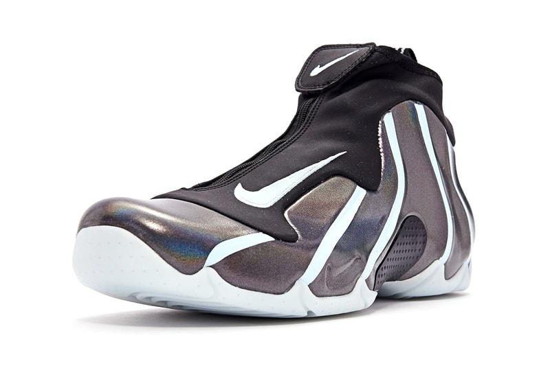 Nike Air Flightposite Black Topaz Mist Spring Summer 2019 SS19 Release Date Sneaker Drop Information AO9378-001 Iridescent Swoosh Basketball Footwear Foamposite 