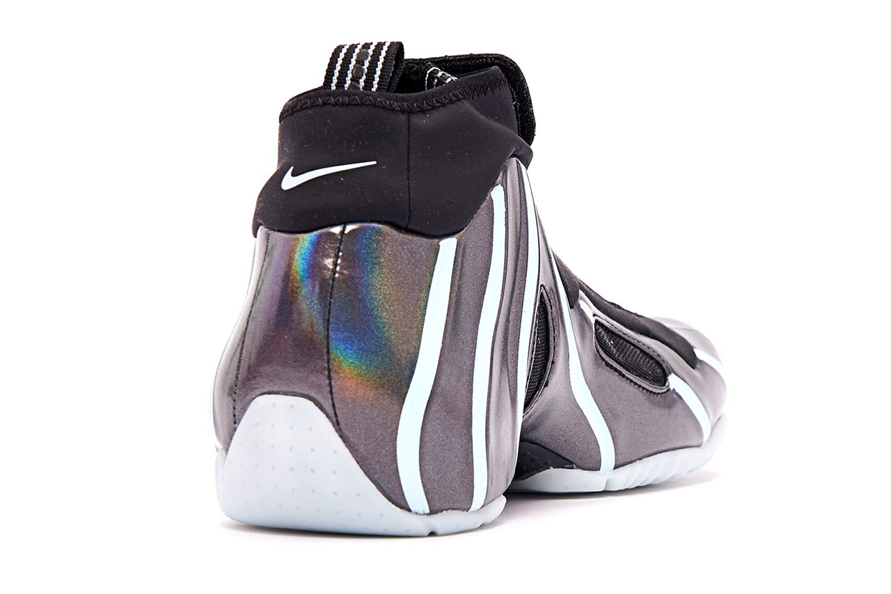 Nike Air Flightposite Black Topaz Mist Spring Summer 2019 SS19 Release Date Sneaker Drop Information AO9378-001 Iridescent Swoosh Basketball Footwear Foamposite 