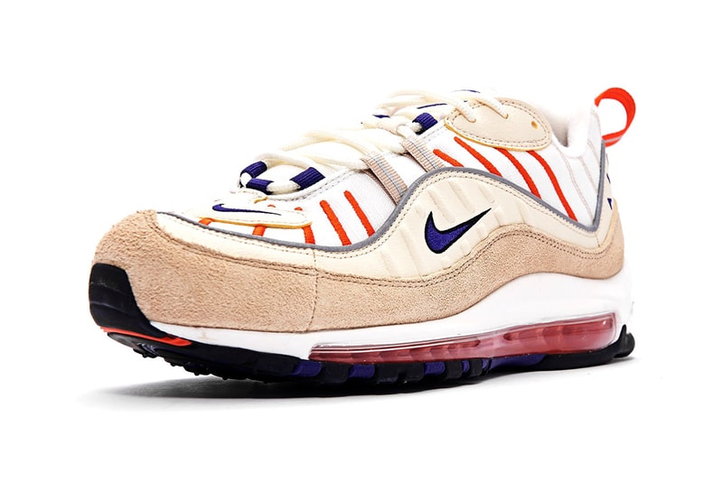 nike air max 98 sail court purple light cream desert ore khaki orange colorway sneakers release  red tailwind iv 4 640744-108