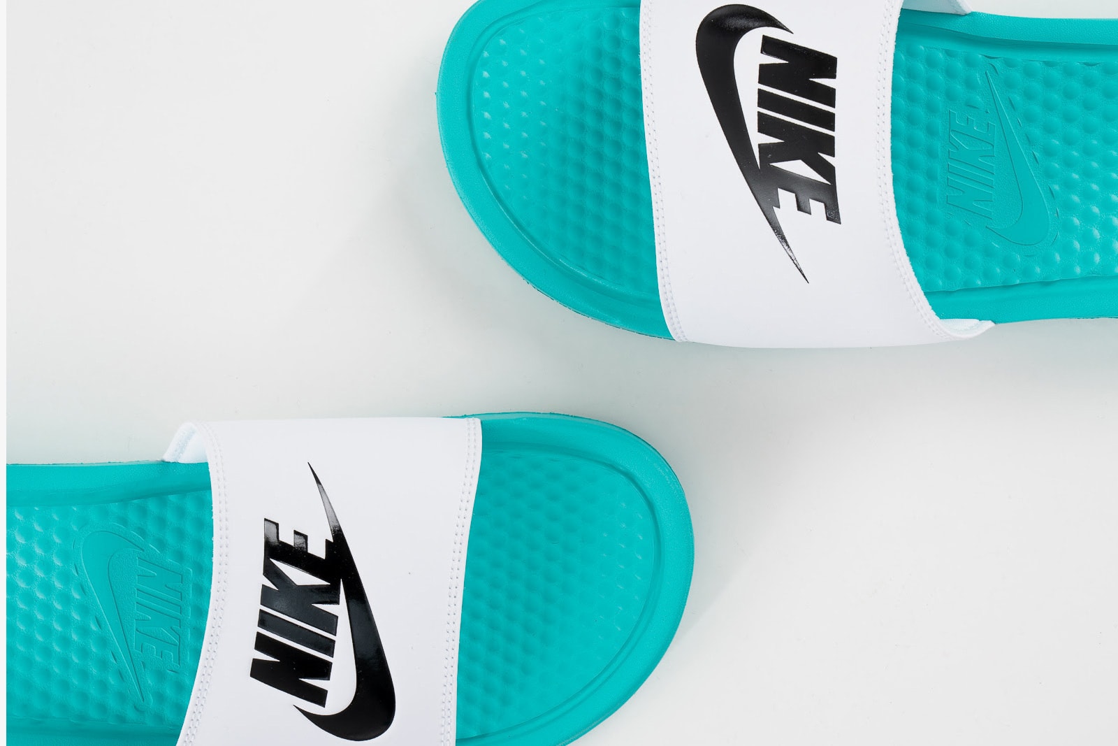 Nike Benassi JDI Slides Summer 2019 Release black white teal jade slippers sandals just do it swimming