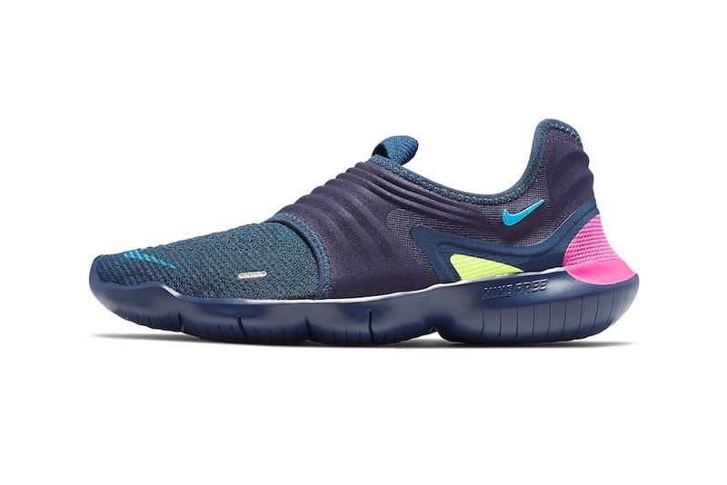 Nike Free RN Flyknit 3.0 Midnight Navy Volt Style Code AQ5707-400