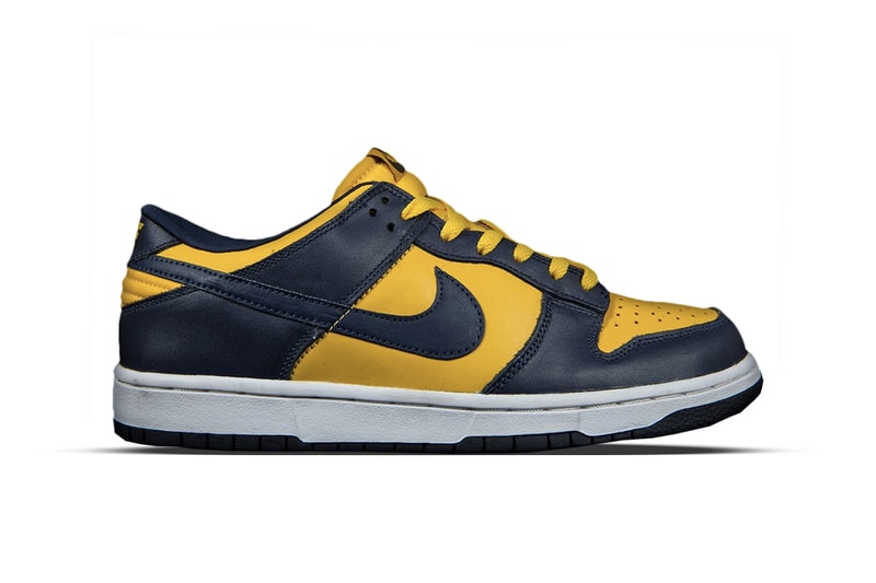 Nike x Off-White™ Dunk Leather Low Virgil Abloh 2019 Collaboration Leak Rumor Release Information Drops First Look Closer Look University Gold Midnight Navy White University Red Wolf Grey Pine Green October 