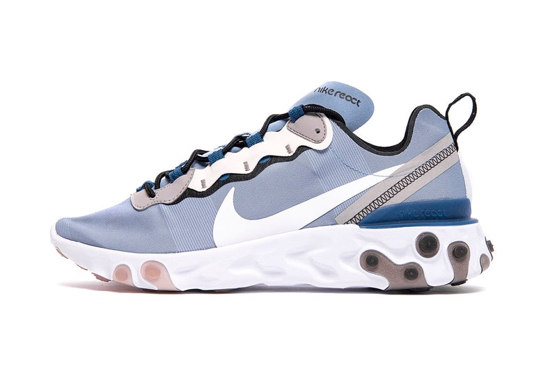 Nike React Element 55 "Indigo Fog" grey blue black white swoosh element 87