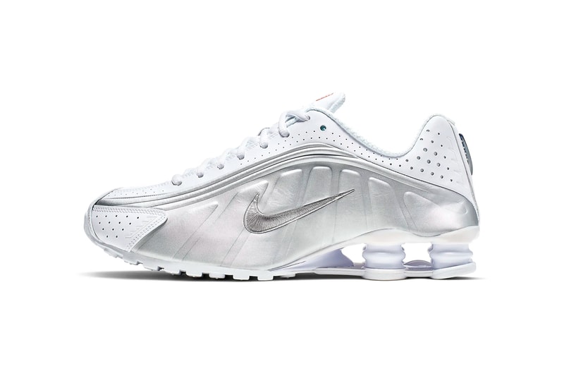nike shox r4 white metallic silver bright crimson release 
