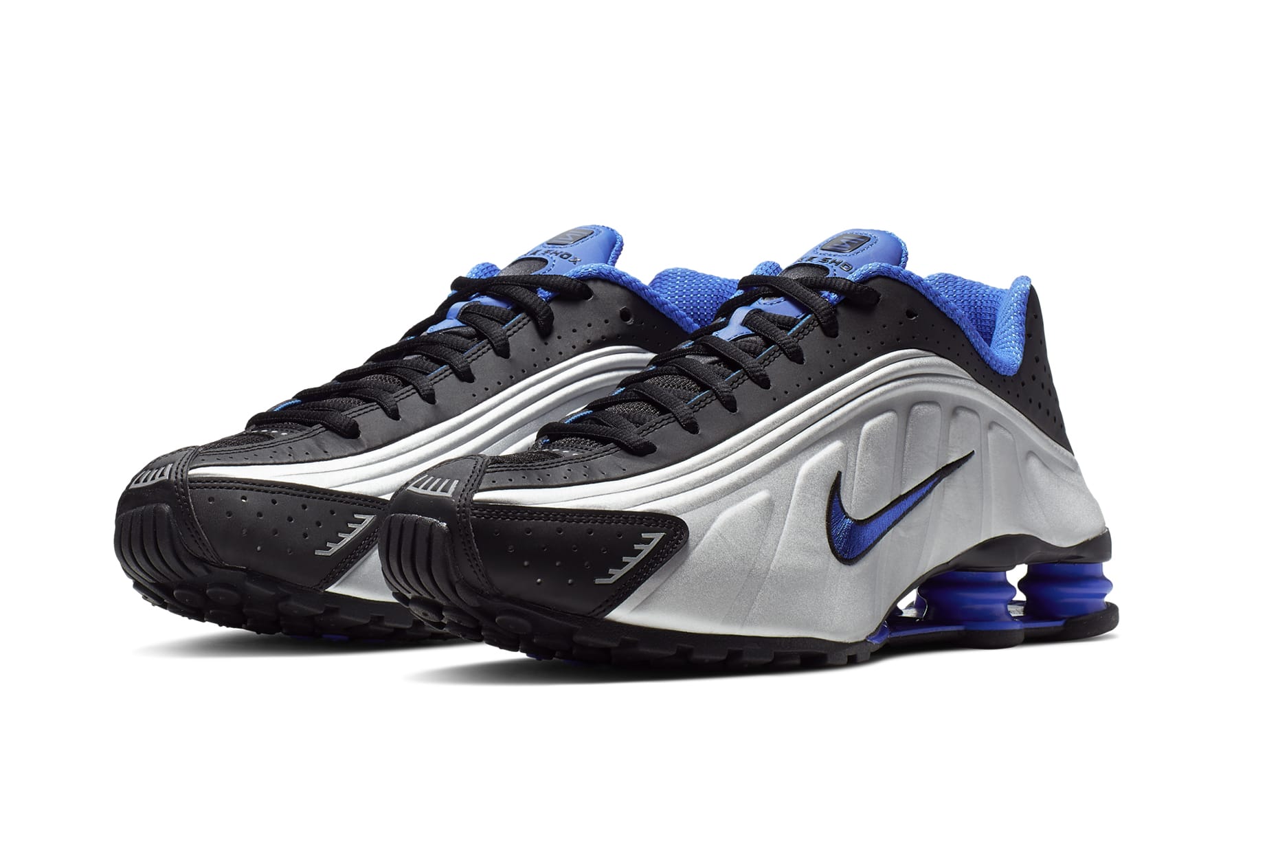 nike shox silver and blue