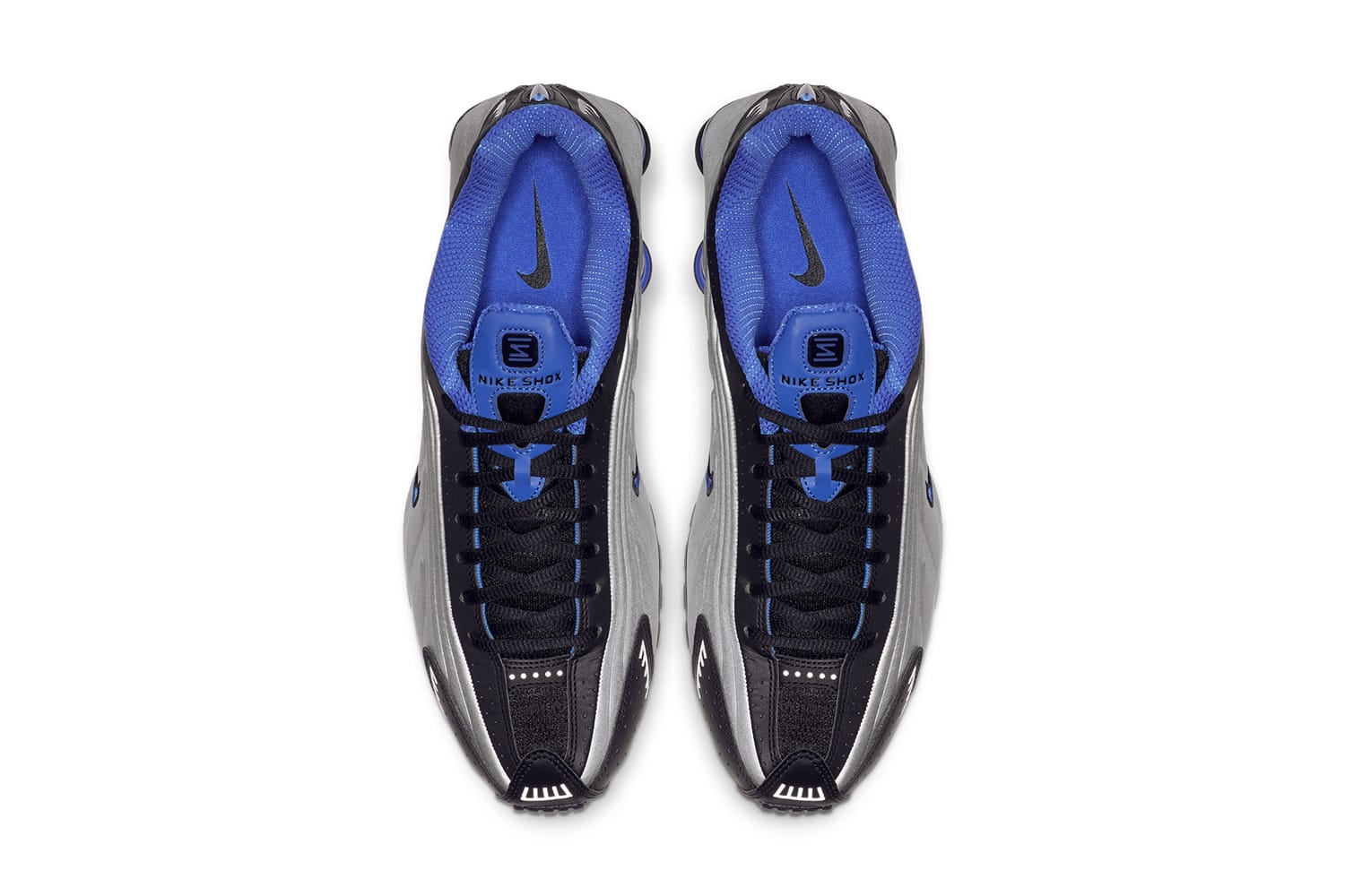 nike shox r4 blue and silver