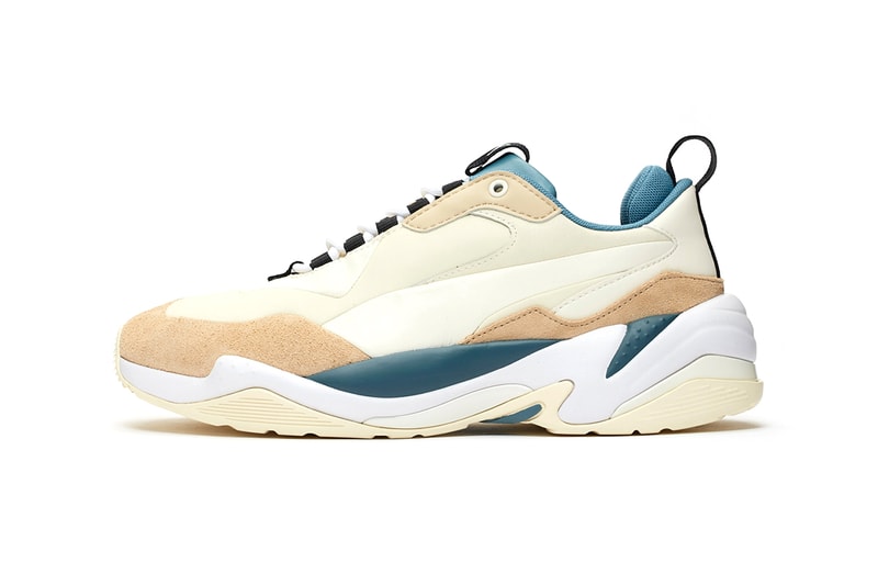 PUMA Thunder Nature Release Information Buy Cop Now "Nasturtium/Silver Grey/Whisper White" "Pale Khaki/Cloud Cream-Bluestone" McQueen Inspiration Spectra Desert Chunky Sneakers Shoe Silhouette