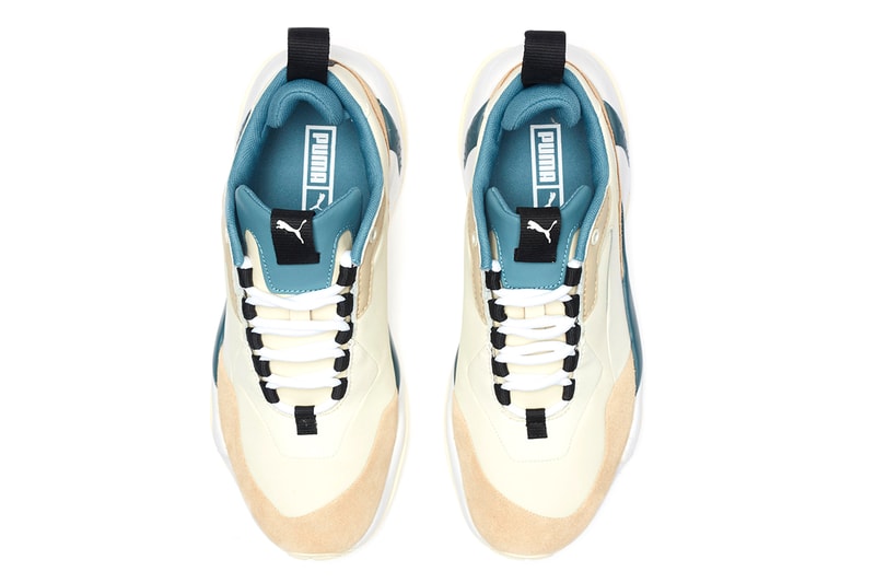 PUMA Thunder Nature Release Information Buy Cop Now "Nasturtium/Silver Grey/Whisper White" "Pale Khaki/Cloud Cream-Bluestone" McQueen Inspiration Spectra Desert Chunky Sneakers Shoe Silhouette