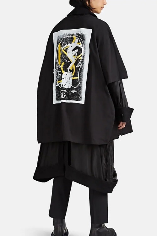 Raf Simons Black Deconstructed Mixed Media Coat outerwear 2019 april barneys where to buy price cost purchase spring summer ss19