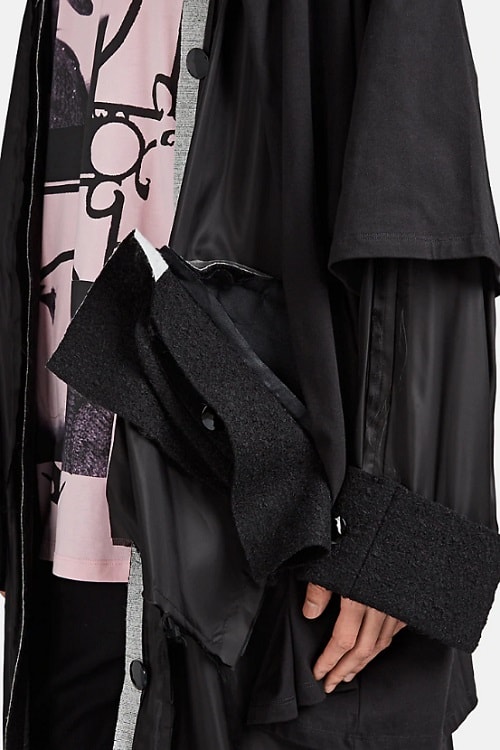 Raf Simons Black Deconstructed Mixed Media Coat outerwear 2019 april barneys where to buy price cost purchase spring summer ss19