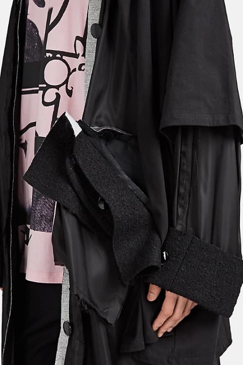 Raf Simons Black Deconstructed Mixed Media Coat outerwear 2019 april barneys where to buy price cost purchase spring summer ss19