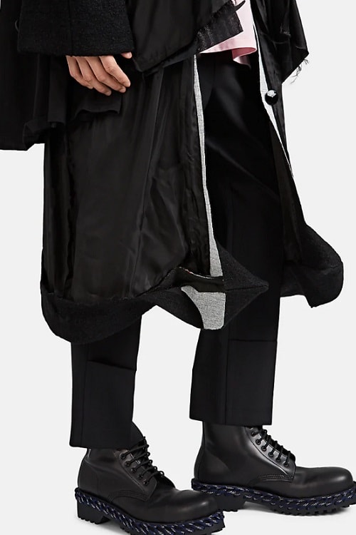 Raf Simons Black Deconstructed Mixed Media Coat outerwear 2019 april barneys where to buy price cost purchase spring summer ss19