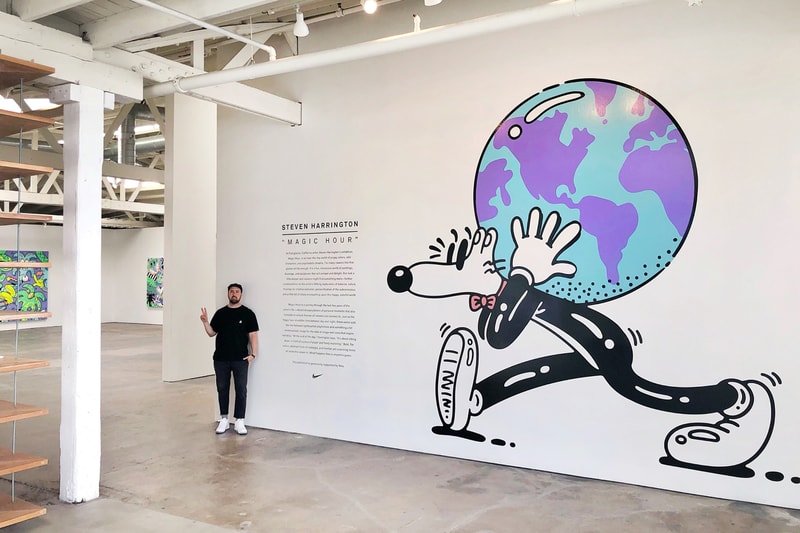 steven harrington magic hour exhibition recap nike air force one cortez blazer paintings artworks sculptures installations 