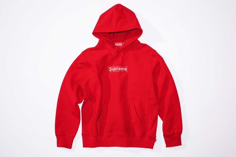 Supreme 25th Anniversary Swarovski Box Logo Info skate New York BOGO james jebbia crystals local sports fashion streetwear 