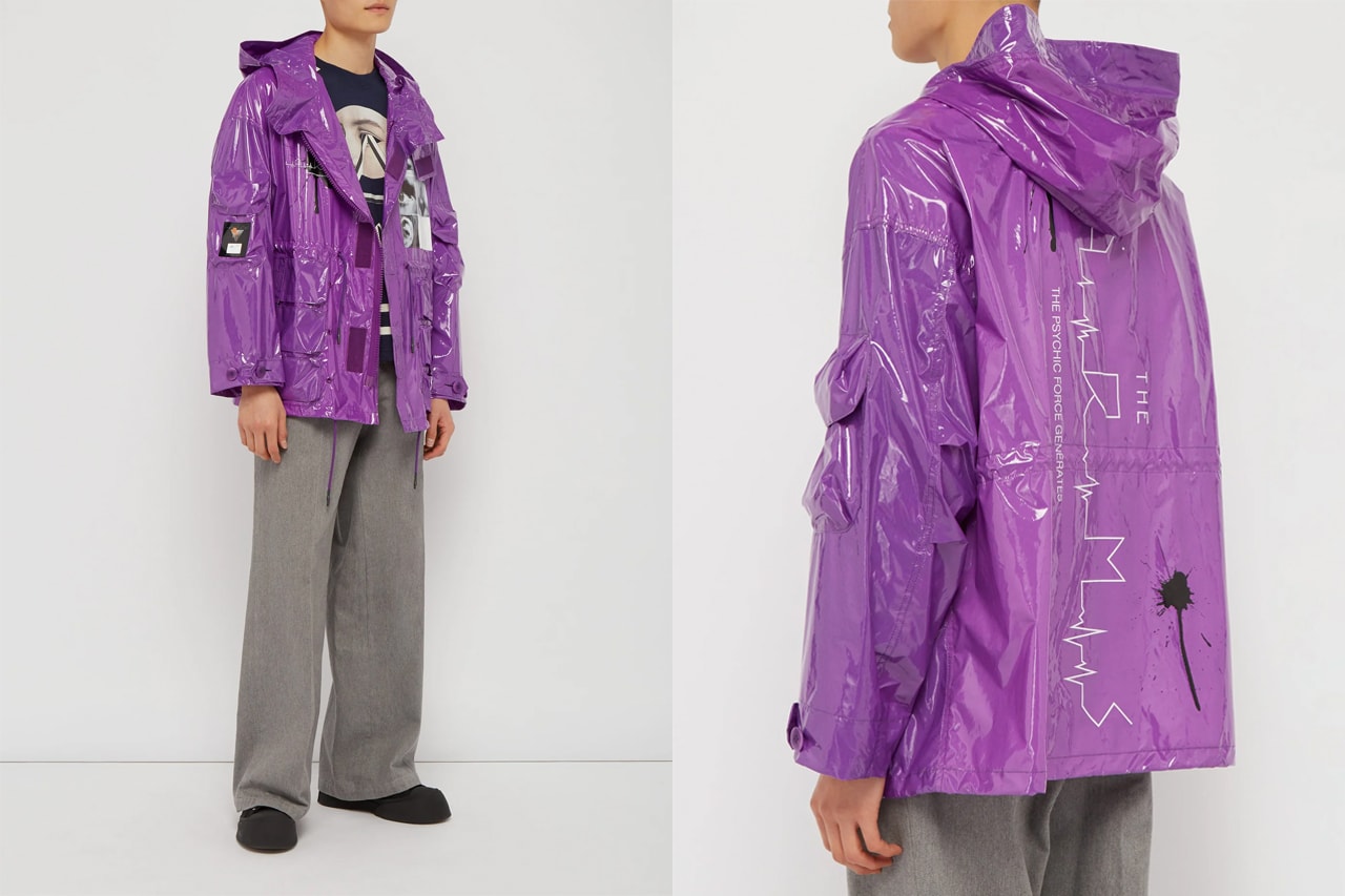 UNDERCOVER SS19 Pixelated Graphic Vinyl Parka release info drop date pricing purple jun takashi matchesfashion.com pockets cargo technical techwear military 
