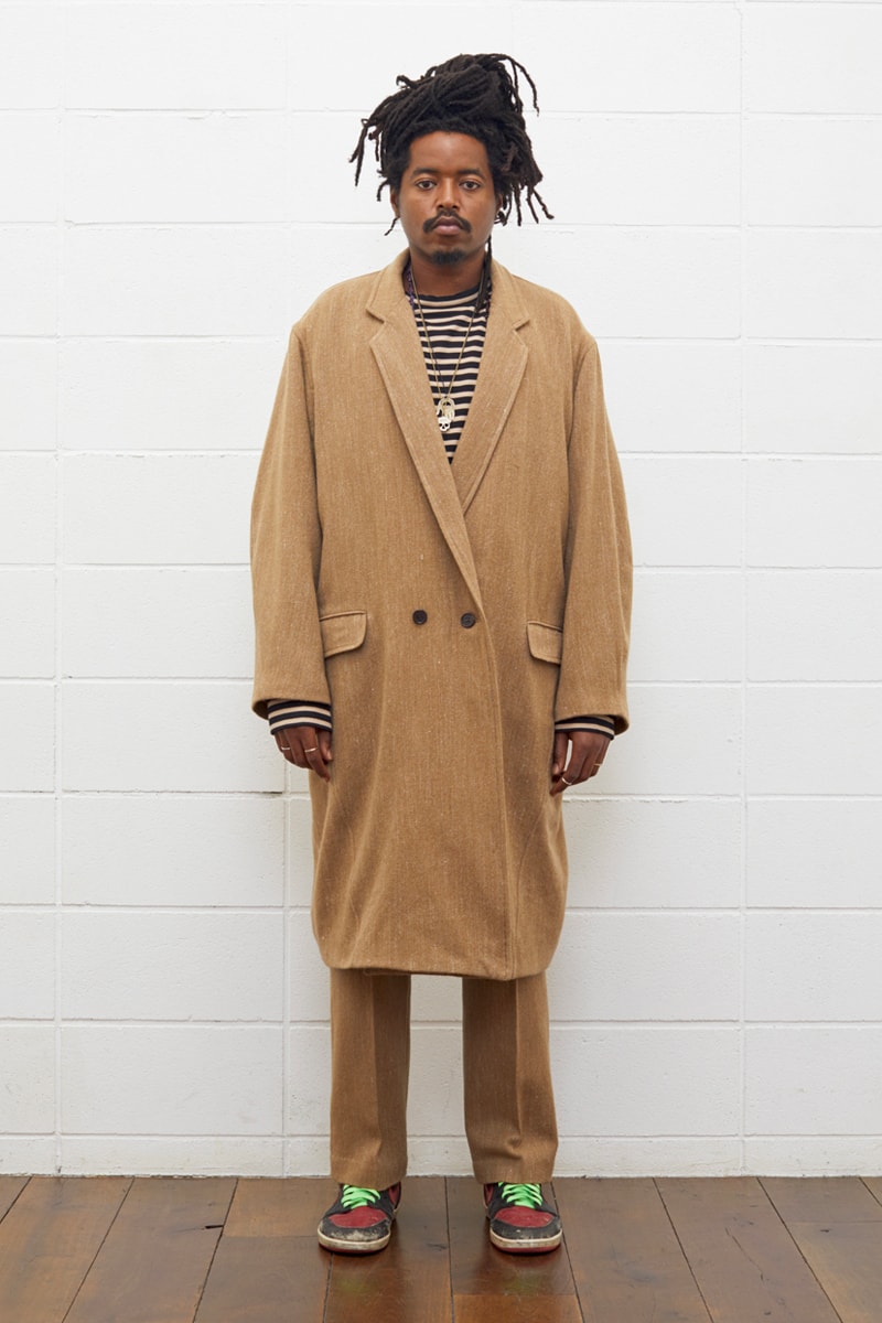 UNUSED Fall Winter 2019 Collection Lookbook japanese label imprint brand A$ap rocky coverchord casualwear menswear womenswear americana shearling varsity knits overcoats flannel shirting trousers pants bottoms shorts cinch 