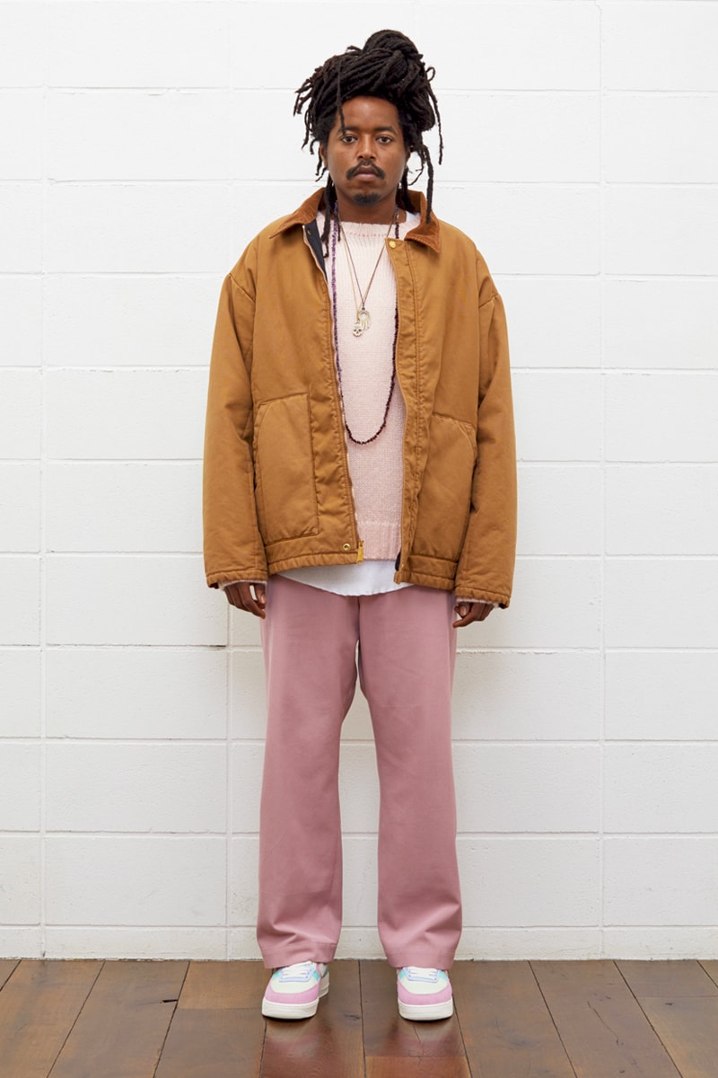 UNUSED Fall Winter 2019 Collection Lookbook japanese label imprint brand A$ap rocky coverchord casualwear menswear womenswear americana shearling varsity knits overcoats flannel shirting trousers pants bottoms shorts cinch 