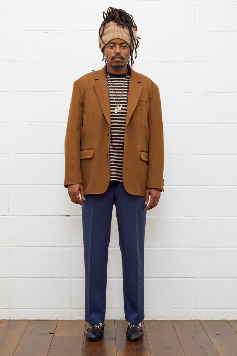 UNUSED Fall Winter 2019 Collection Lookbook japanese label imprint brand A$ap rocky coverchord casualwear menswear womenswear americana shearling varsity knits overcoats flannel shirting trousers pants bottoms shorts cinch 
