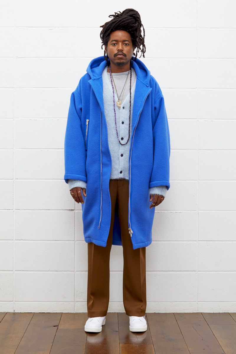 UNUSED Fall Winter 2019 Collection Lookbook japanese label imprint brand A$ap rocky coverchord casualwear menswear womenswear americana shearling varsity knits overcoats flannel shirting trousers pants bottoms shorts cinch 
