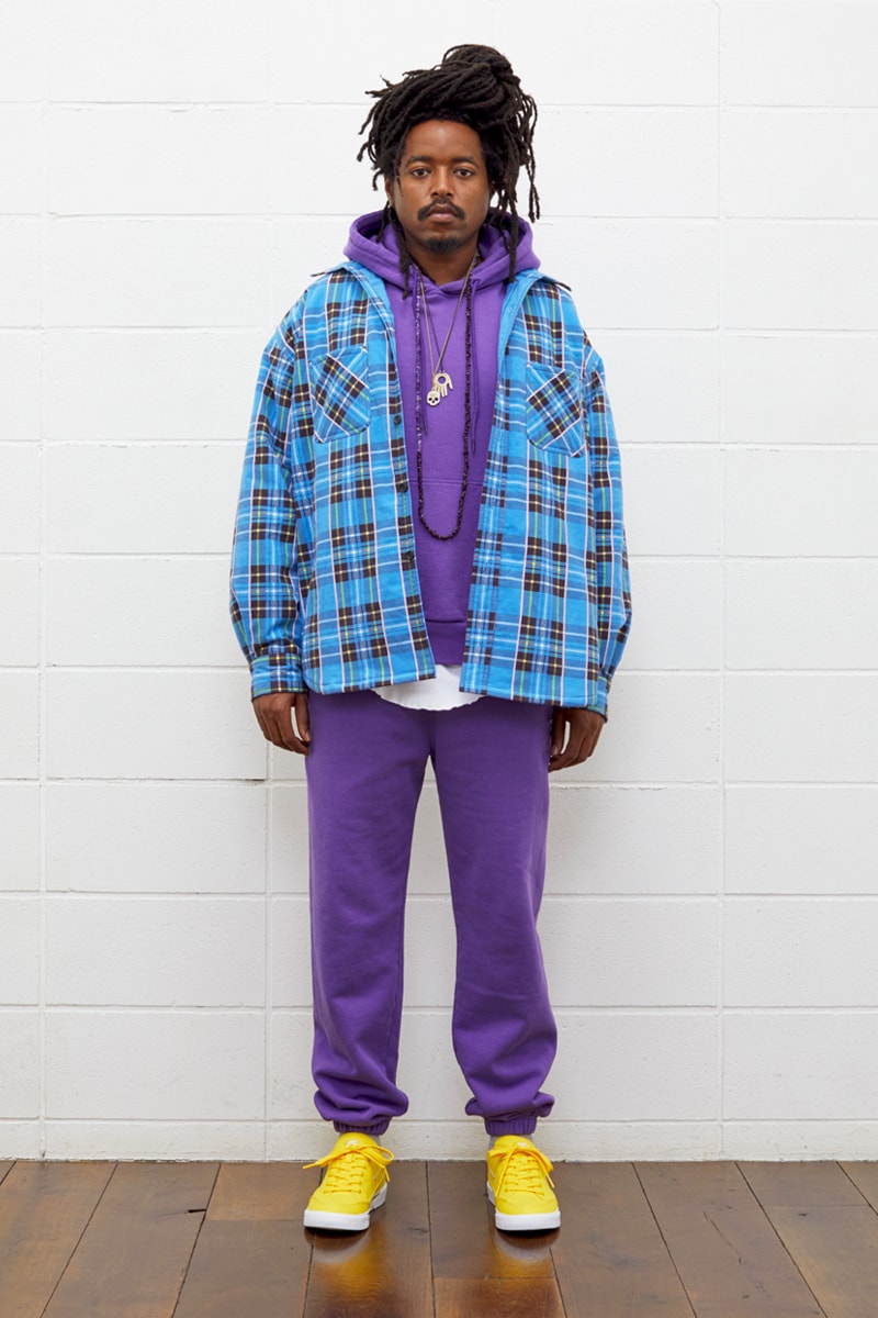 UNUSED Fall Winter 2019 Collection Lookbook japanese label imprint brand A$ap rocky coverchord casualwear menswear womenswear americana shearling varsity knits overcoats flannel shirting trousers pants bottoms shorts cinch 