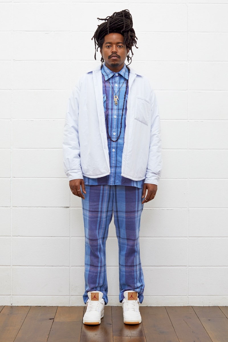 UNUSED Fall Winter 2019 Collection Lookbook japanese label imprint brand A$ap rocky coverchord casualwear menswear womenswear americana shearling varsity knits overcoats flannel shirting trousers pants bottoms shorts cinch 