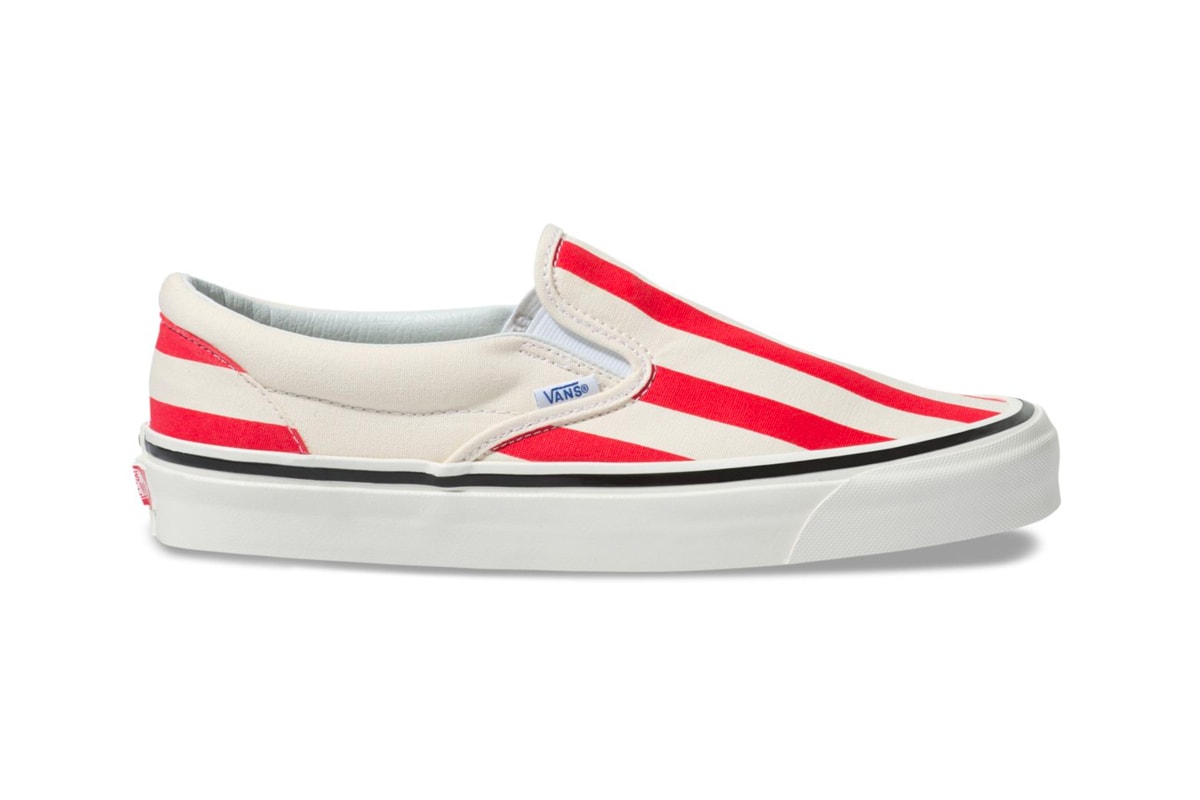 Vans Drops a Candy Stripe Pack for the Warmer Months era slipon shoes red blue green 