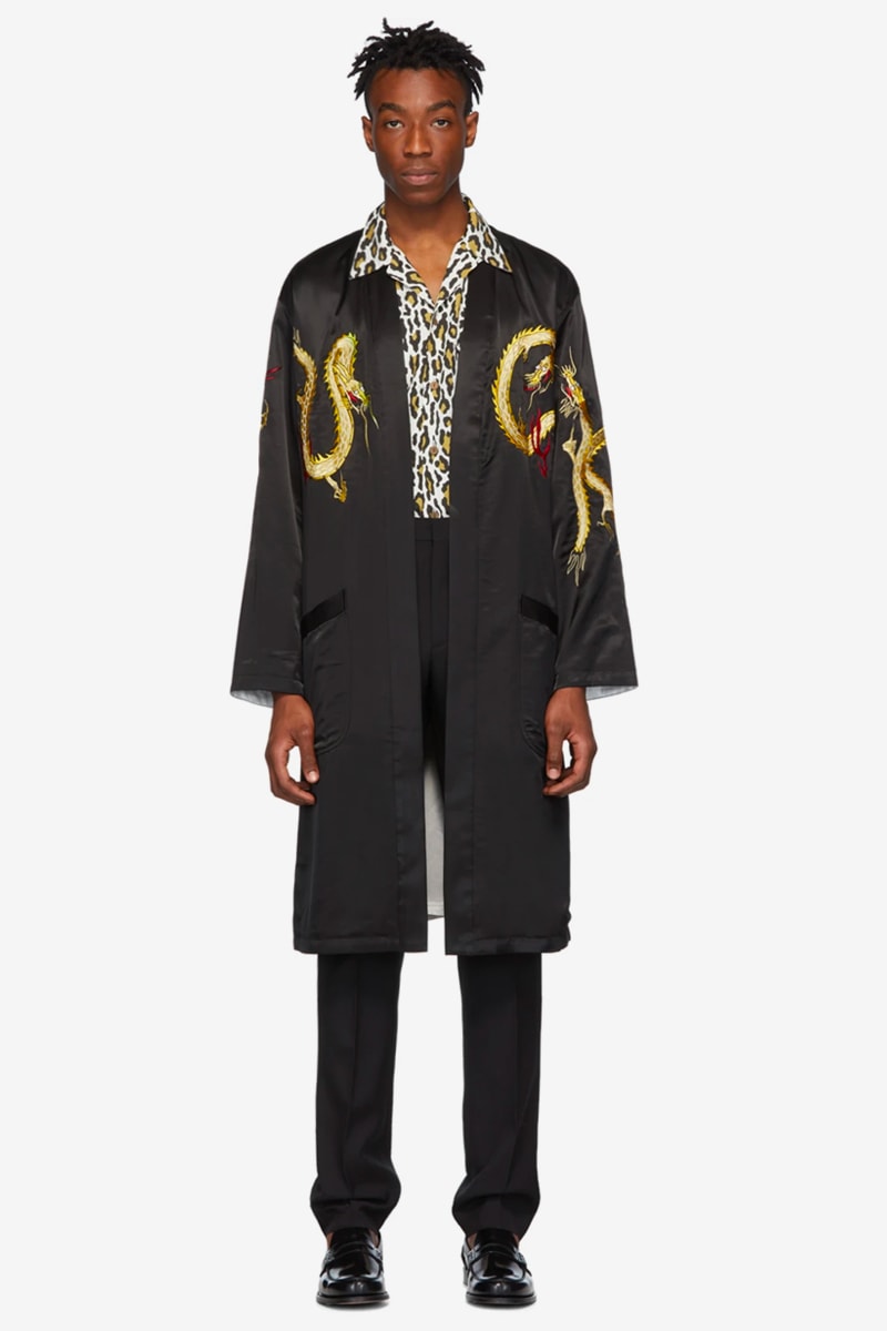 Wacko Maria Reversible Gown Coat Release Dragon Black White