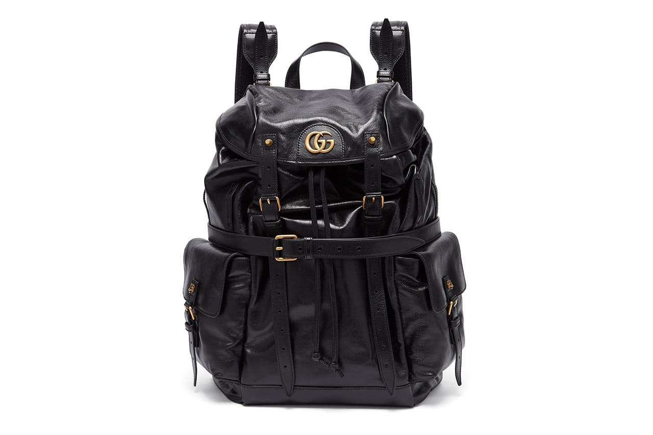 black leather gucci backpack