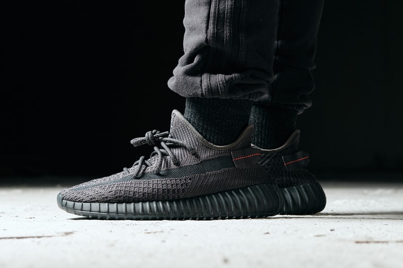 adidas YEEZY BOOST 350 V2 Kanye West All-Black Non-Reflective Static Release Details Information Closer On foot look buy cop purchase june 7 8 glow in the dark yellow