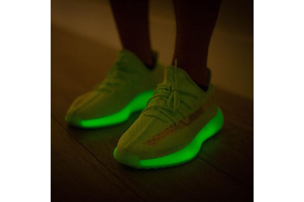 yeezy 350 glow in the dark on feet