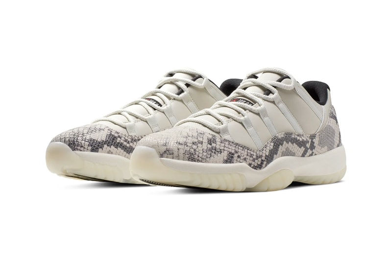 Air Jordan 11 Low Light Bone Snakeskin grey white black cream off tan red jumpman brand sneakers shoes