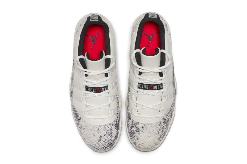 Air Jordan 11 Low Light Bone Snakeskin grey white black cream off tan red jumpman brand sneakers shoes