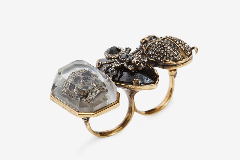Alexander Mcqueen Jeweled Insect Double Ring Release