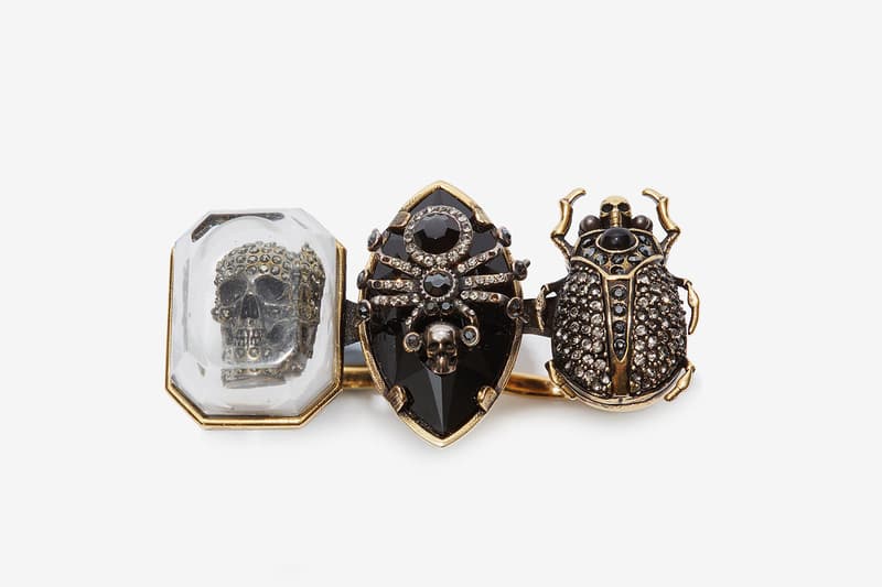 Alexander Mcqueen Jeweled Insect Double Ring Release