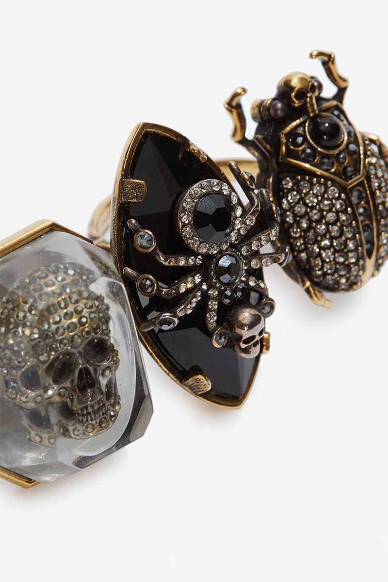 Alexander Mcqueen Jeweled Insect Double Ring Release