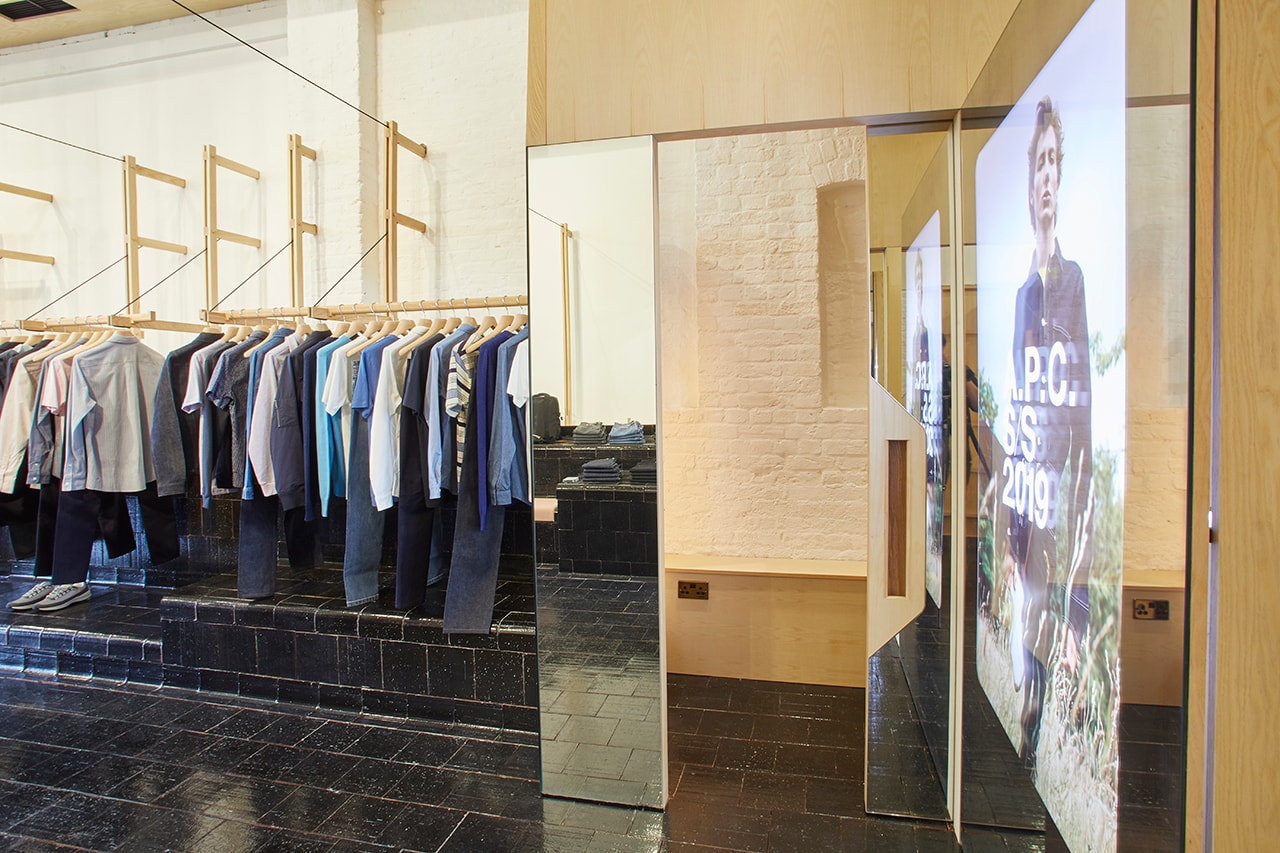 A.P.C. Kings Cross Coal Drops Yard Development New Store Opening Open Now Look Inside First SS19 Collection Parisian Fashion Brand Label Laurent Deroo Architecte