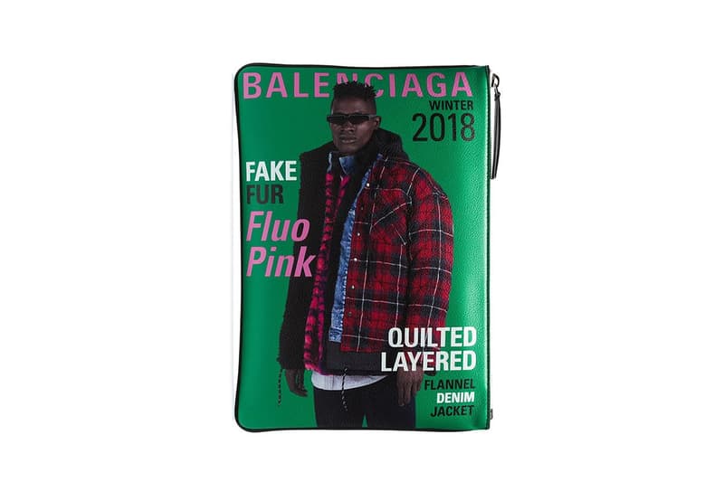 Balenciaga Green Blue Magazine Clutch Bag Demna Gvasalia Spring Summer 2019 SS19 Accessory Item Leather Zip Browns Fashion Menswear