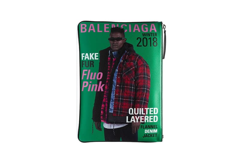 Balenciaga Green Blue Magazine Clutch Bag Demna Gvasalia Spring Summer 2019 SS19 Accessory Item Leather Zip Browns Fashion Menswear 