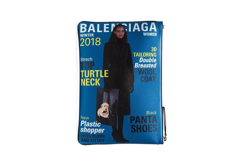 Balenciaga Green Blue Magazine Clutch Bag Demna Gvasalia Spring Summer 2019 SS19 Accessory Item Leather Zip Browns Fashion Menswear 