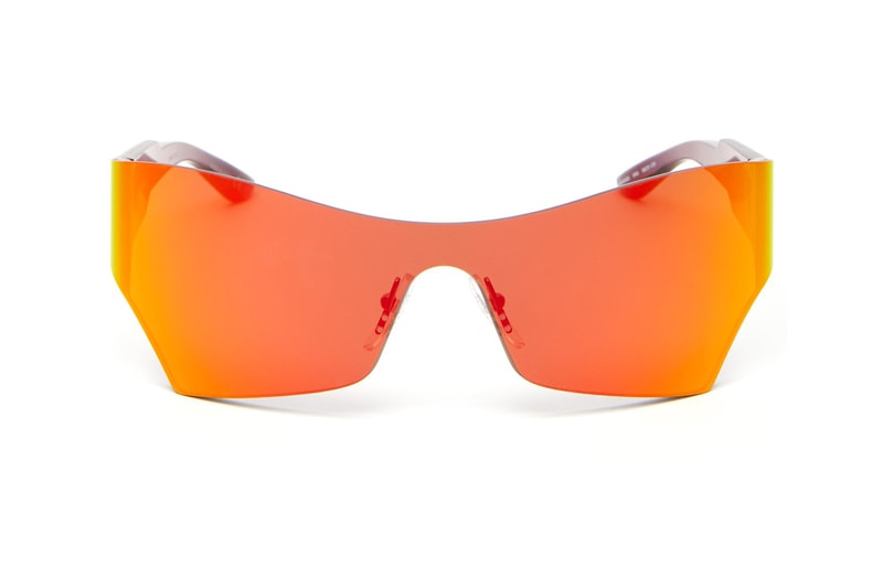 Balenciaga SS19 Spring Summer 2019 Sunglasses MATCHESFASHION.com Logo Engraved square acetate sunglasses curved bright colors mono reflective