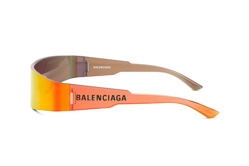Balenciaga SS19 Spring Summer 2019 Sunglasses MATCHESFASHION.com Logo Engraved square acetate sunglasses curved bright colors mono reflective