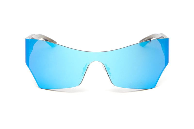 Balenciaga SS19 Spring Summer 2019 Sunglasses MATCHESFASHION.com Logo Engraved square acetate sunglasses curved bright colors mono reflective