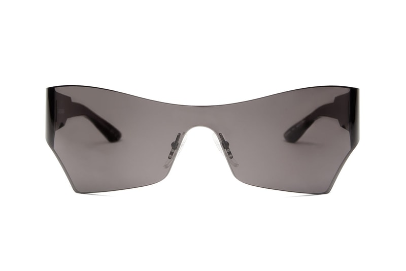 Balenciaga SS19 Spring Summer 2019 Sunglasses MATCHESFASHION.com Logo Engraved square acetate sunglasses curved bright colors mono reflective