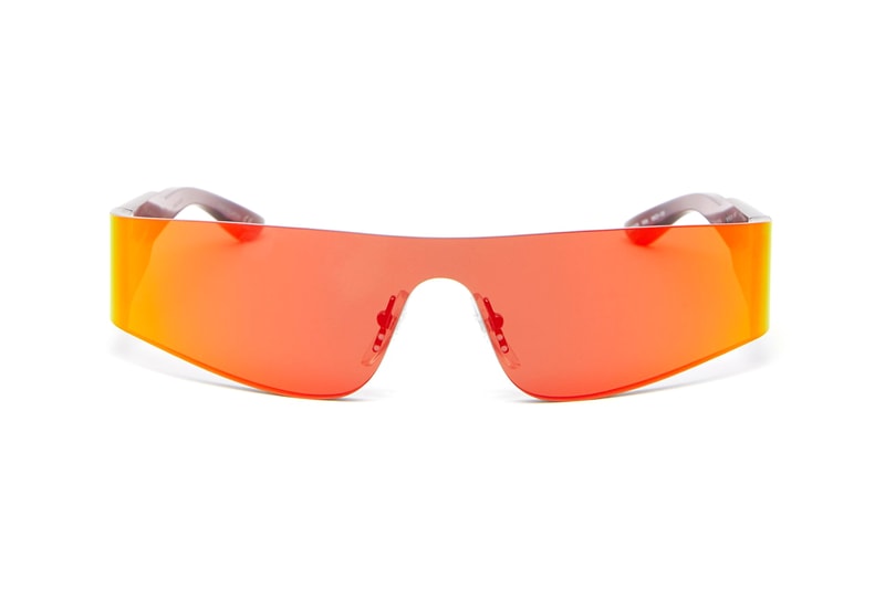 Balenciaga SS19 Spring Summer 2019 Sunglasses MATCHESFASHION.com Logo Engraved square acetate sunglasses curved bright colors mono reflective