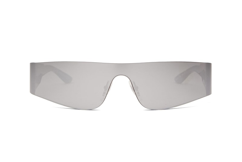 Balenciaga SS19 Spring Summer 2019 Sunglasses MATCHESFASHION.com Logo Engraved square acetate sunglasses curved bright colors mono reflective