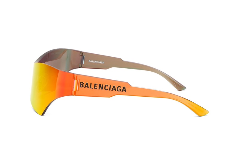 Balenciaga SS19 Spring Summer 2019 Sunglasses MATCHESFASHION.com Logo Engraved square acetate sunglasses curved bright colors mono reflective